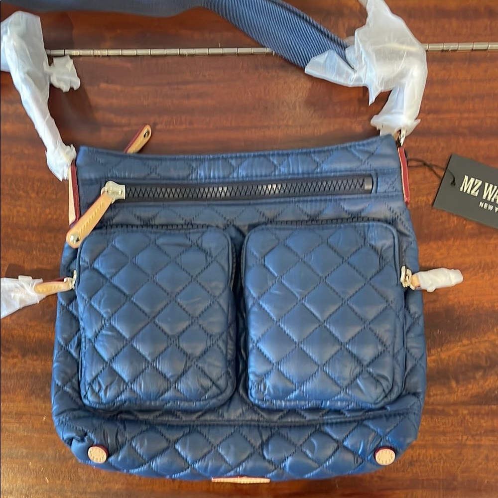 MZ Wallace Quilted Blue Crossbody Bag, style MIA, navy. NWT